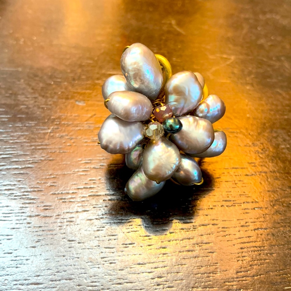 Boutique purple pearl ring adjustable
